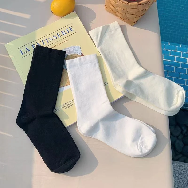 堆堆袜子女中筒ins潮流春秋无骨袜薄款透气月子长袜