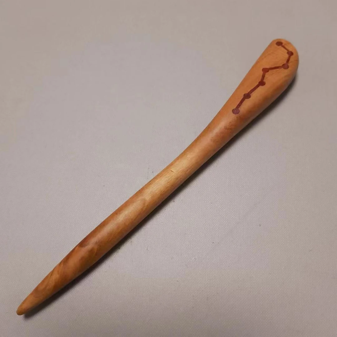 特色手工--原木色北斗七星桃木簪子.国风发簪.