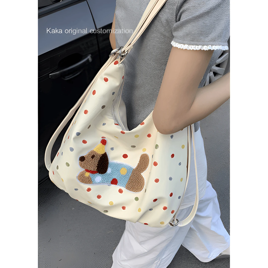 腊肠狗托特女包小众潮韩学院双肩包时尚ins休闲大容量单肩包Y