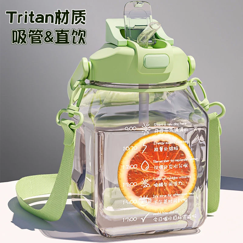 Tritan材质水杯新款女生双饮杯耐高温学生儿童大肚杯大容量水壶男