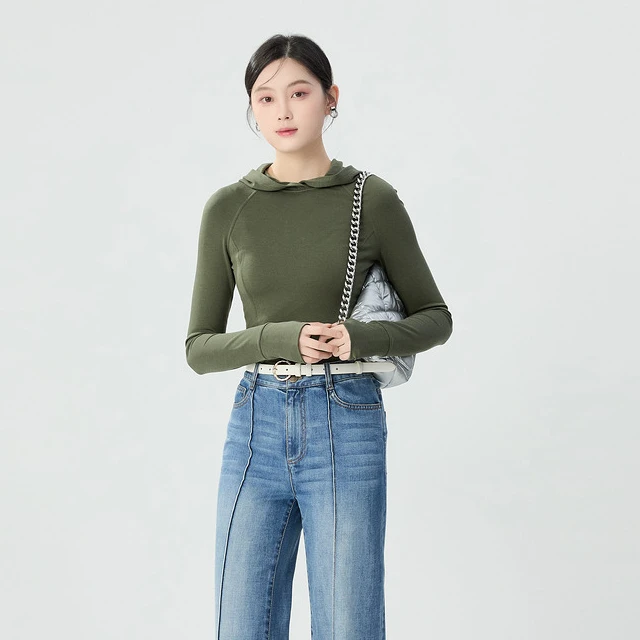 GIRDEAR/哥弟秋冬新款休闲质感百搭气质简约修身连帽卫衣-1300987