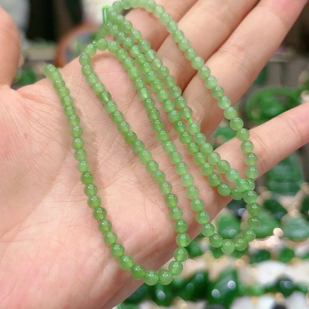 和田玉（碧玉）项链未镶嵌146颗卡4粉绿
