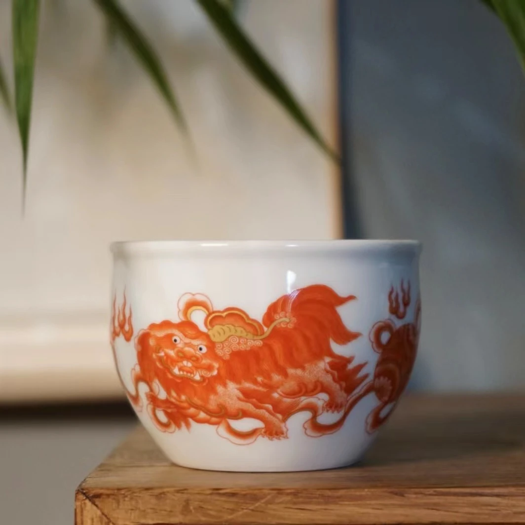 双狮滚绣球缸杯