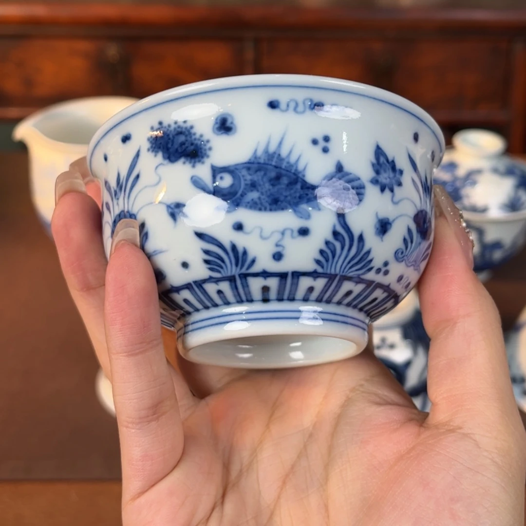 【闪购商品】陶瓷杯赏***哥和然珍味鱼藻杯尾款