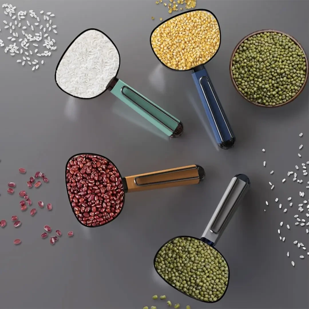 厨房必备不沾灰舀米勺自带封口夹舀米舀面超方便