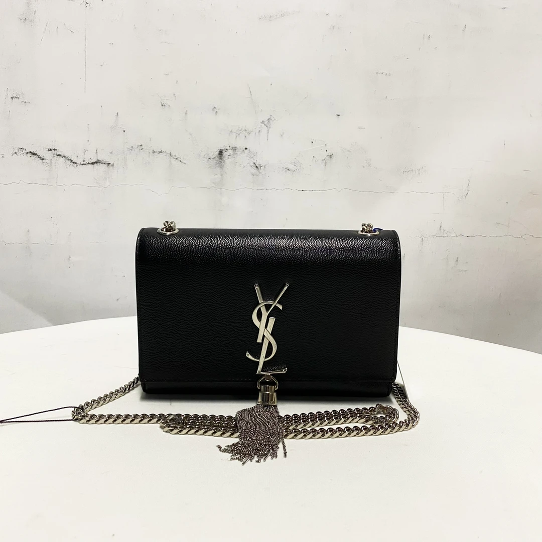 YSL/圣罗兰 单肩包 YSL圣罗兰鱼子酱黑银流苏小号 qq6309/2410