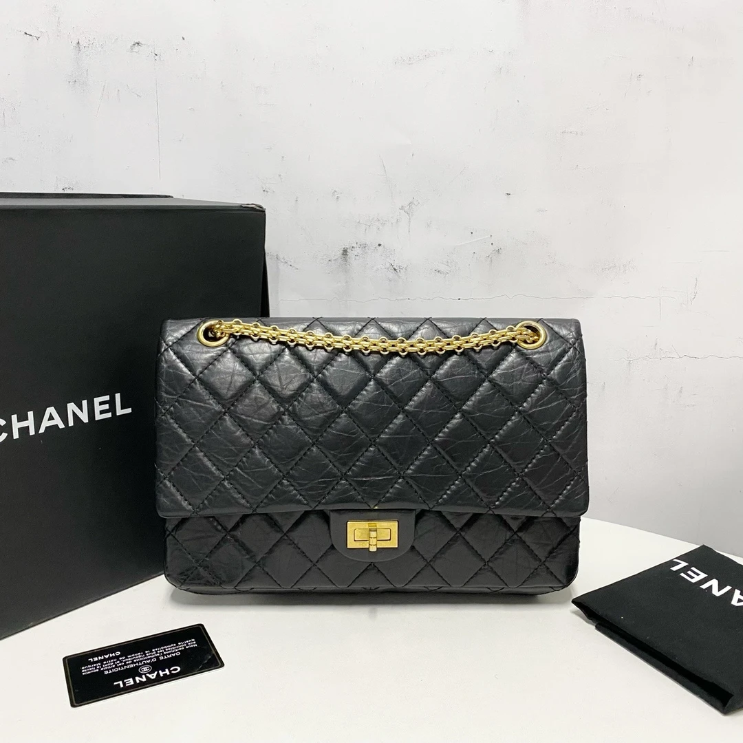 Chanel/香奈儿 单肩包 香奈儿黑金2.55中号 qq6246/2410