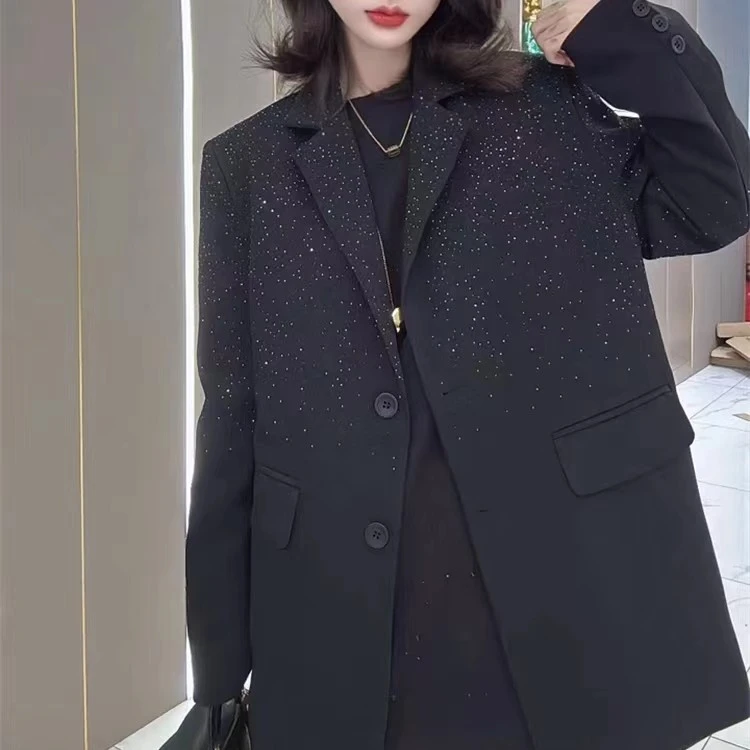 大码女装春款重工带钻西服外套130-220斤洋气网红