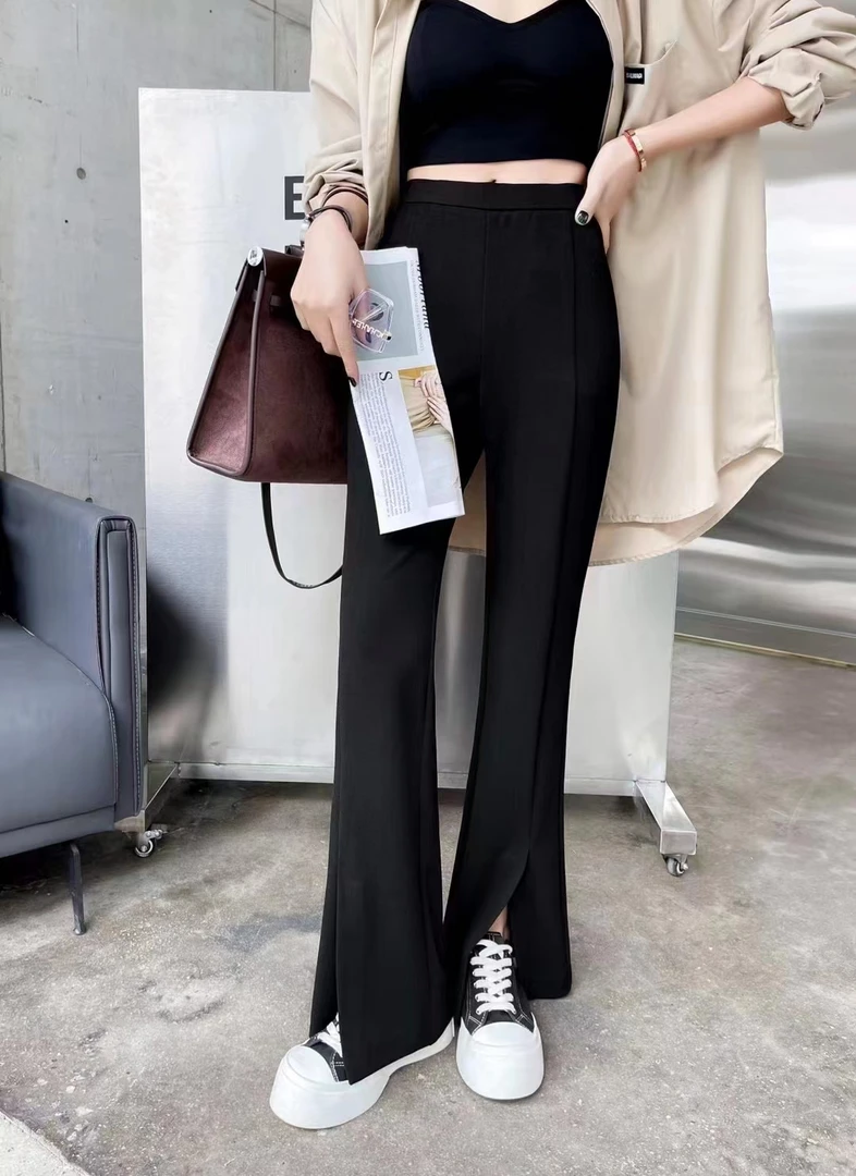 大码女装秋款新款直筒微喇裤遮肉显腿长130-210时尚百搭