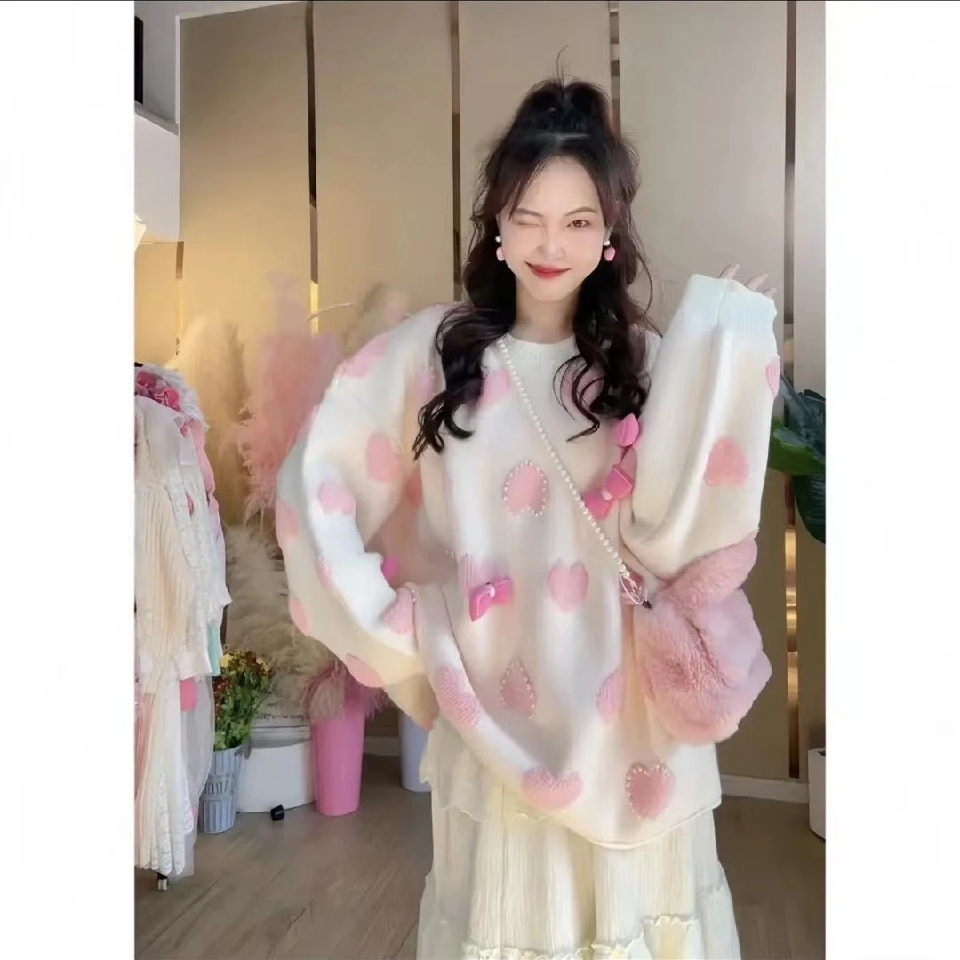 大码女装130-220斤针织重工套头毛衣