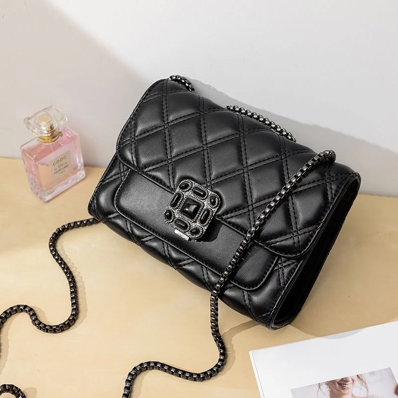 2021新款韩版软皮菱格链条包女小香风单肩斜挎小包ins迷你小方包