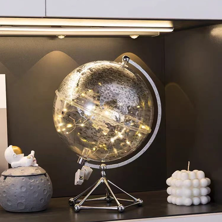 盈璨透明地球仪摆件轻奢高档家居客厅电视柜酒柜办公室装饰品摆件