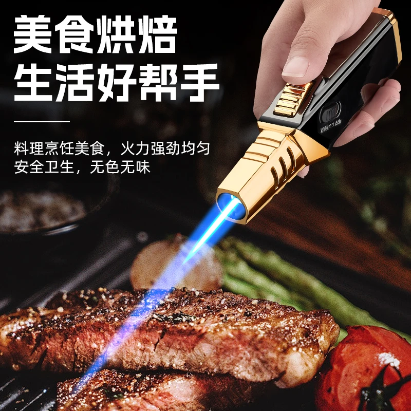 直冲大火力喷枪打火机充气防风户外烧烤便携喷火枪点艾灸家户两用
