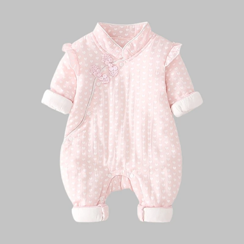 1婴儿薄棉夹棉连体保暖哈衣宝宝婴幼儿外出衣服0-6-12个月连体衣