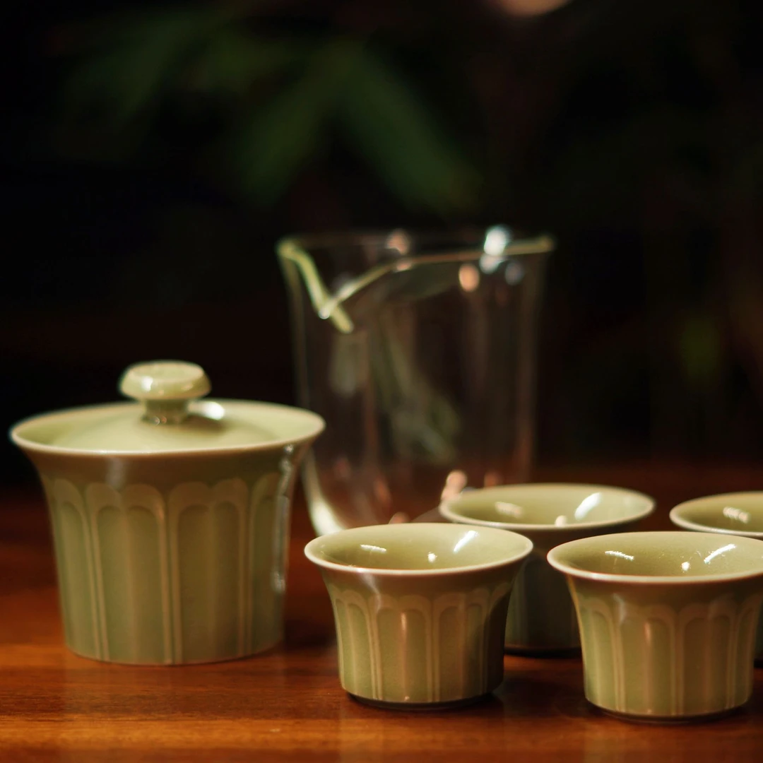 耀州瓷-《青莲》茶具套装