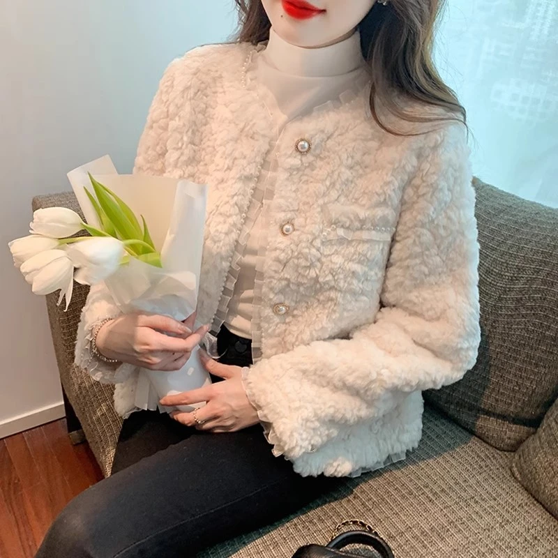 小香风毛绒气质外套女士秋冬季2024新款加厚小个洋气时尚短款上衣
