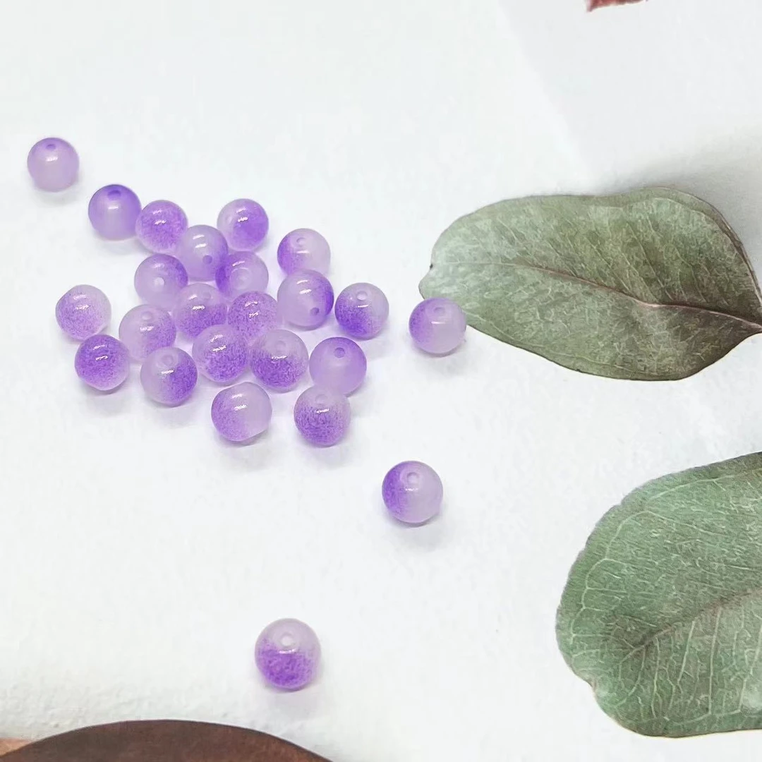 8mm仿玉珠渐变双色琉璃珠圆珠手工diy手链项链手串散珠饰品配件