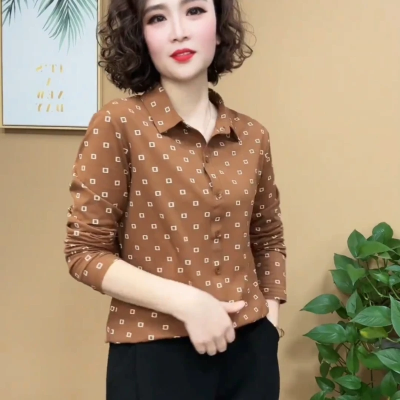 女士独特漂亮的衬衫polo衫女款中老年女装妈妈装气质长袖时尚衬衣