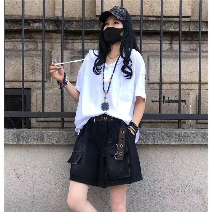 2025夏季新款牛仔短裤女韩版大码宽松休闲显瘦百搭阔腿五分裤薄款