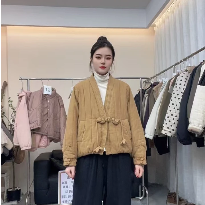 【琬姐】046~大盘扣纯亚麻新款棉服