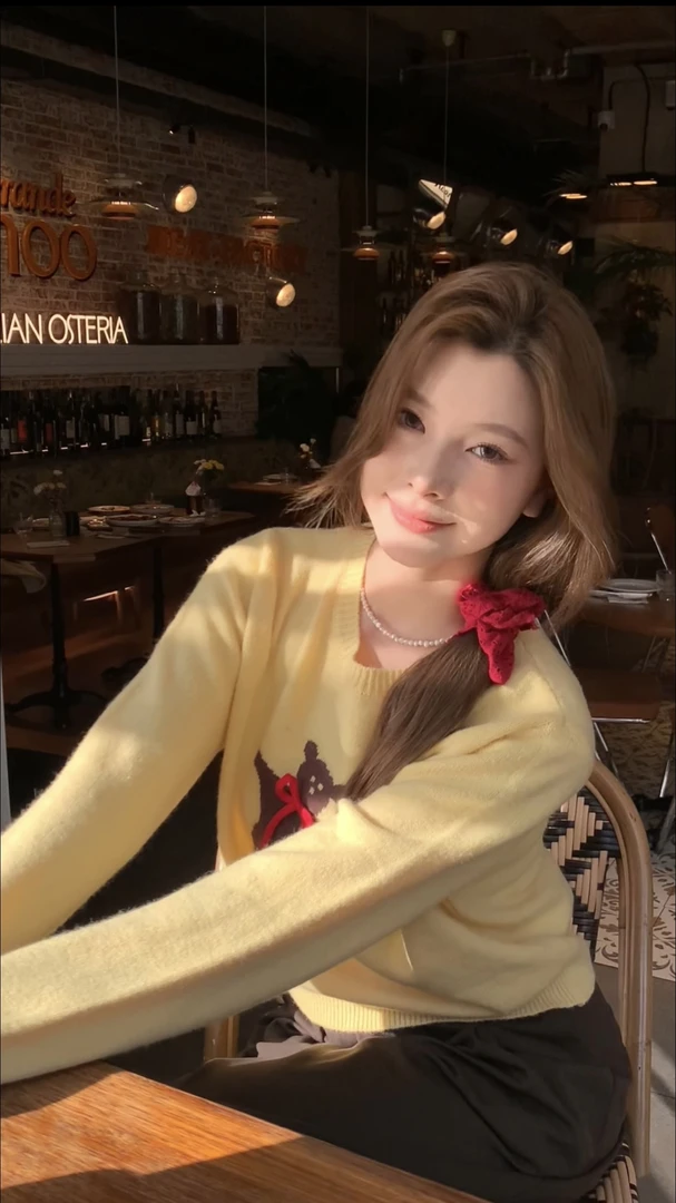 路人仙子【柔软小熊】韩系温暖刺绣复古休闲圆领套头毛衣xz1076