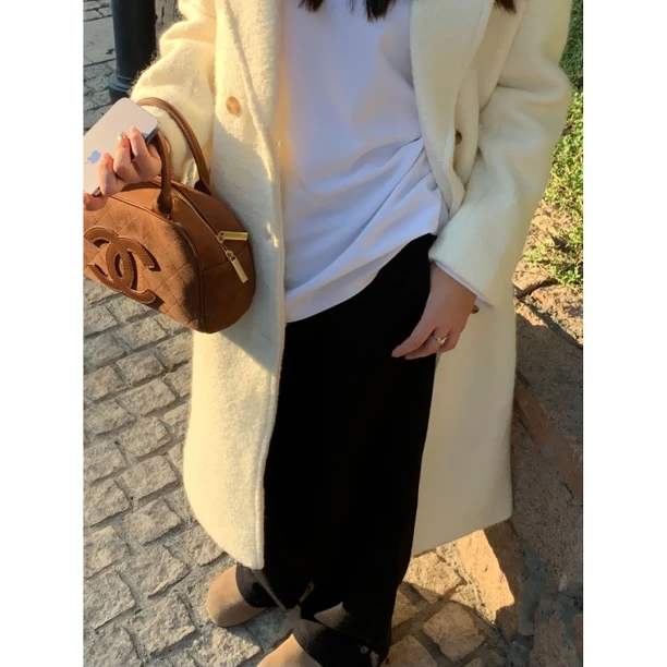 PASSERBYFAIRY重磅黑色糯糯裤 加绒加厚高克重显瘦直筒裤XZ1011