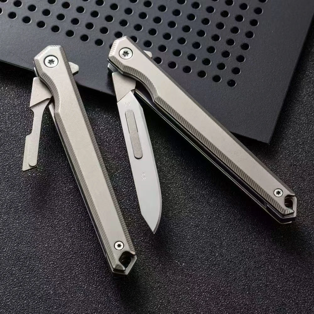 折叠便携钛合金小刀多功能开快递切割60号刀片