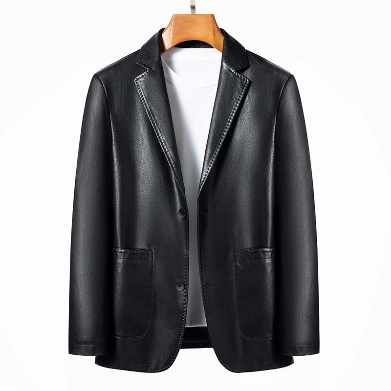 2025新款男神牛皮西服商务百搭休闲皮衣
