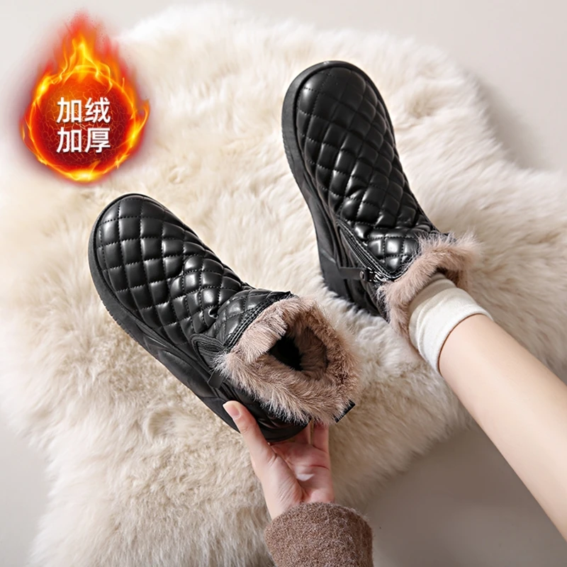 艾舒芸雪地靴女冬季加绒加厚2024新款保暖时尚软底爆款面包女棉鞋