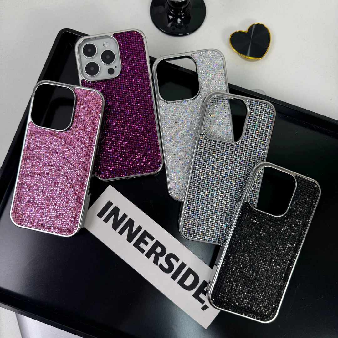ins日韩奢华闪粉亮片适用于苹果15promax手机壳iPhone电镀14防摔