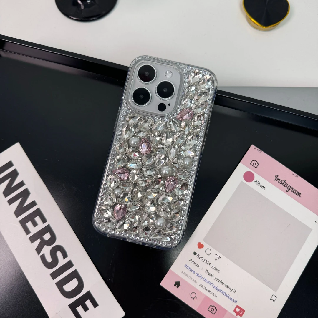 轻奢创意水钻堆堆闪钻满钻适用于苹果16promax手机壳iPhone16plus