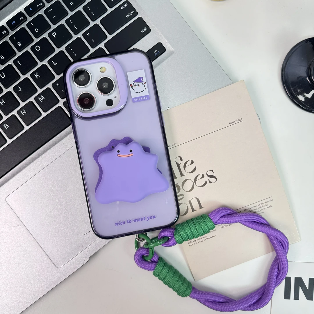 INS可爱透紫色卡通百变怪适用于13-15pm手机壳