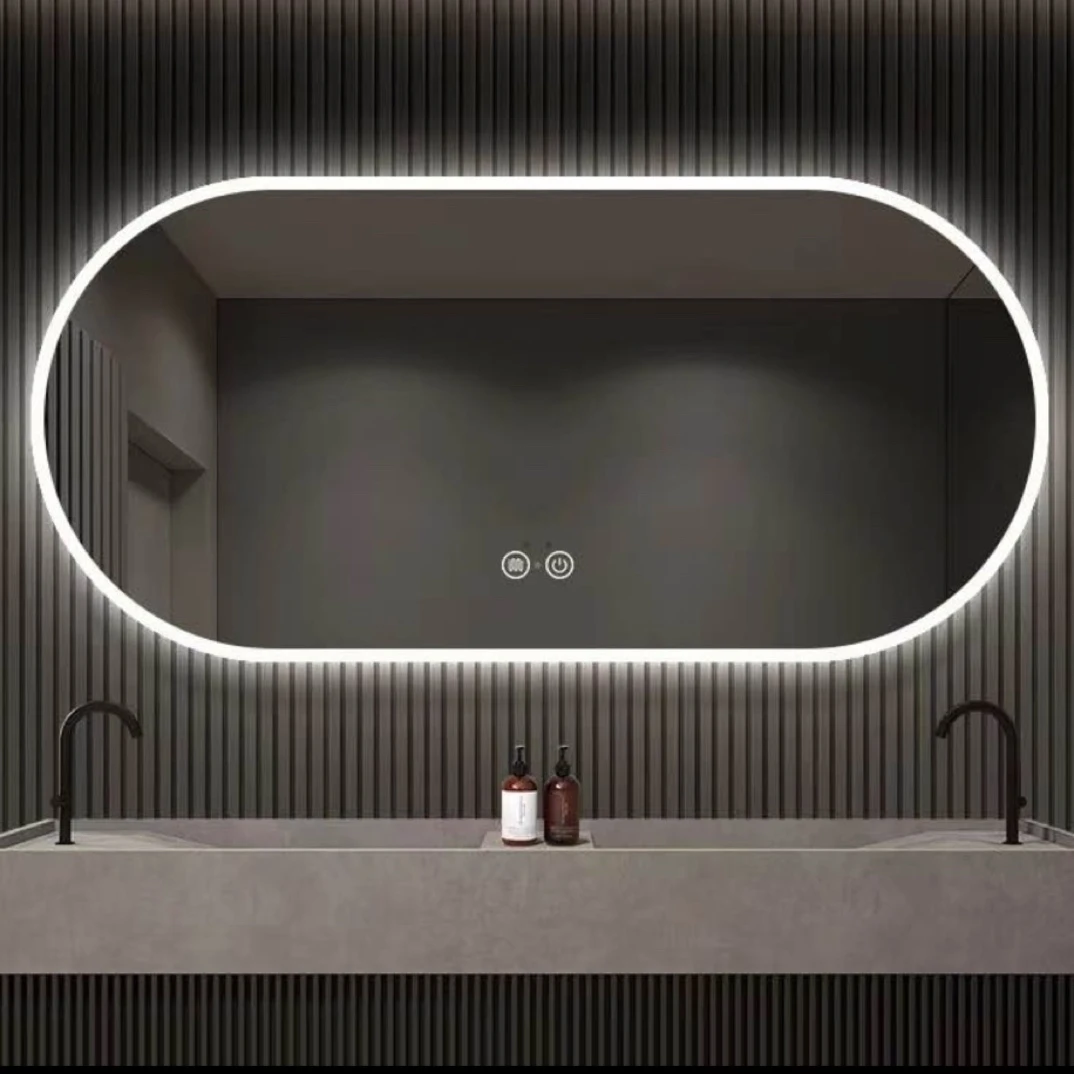 智能镜led浴室镜带灯除雾壁挂无框两头圆卫浴化妆镜酒店定制镜子