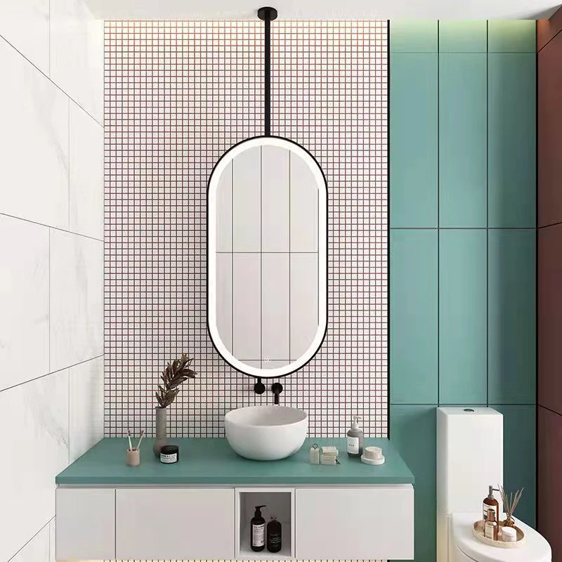 酒店吊镜悬空智能镜子触摸屏民宿浴室镜椭圆卫生间镜子带灯天花板