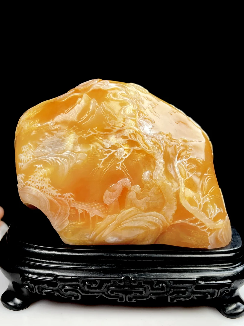 精品老挝田银包金摆件，元善作，尺寸12.2/8.7/6.1cm重853.8克