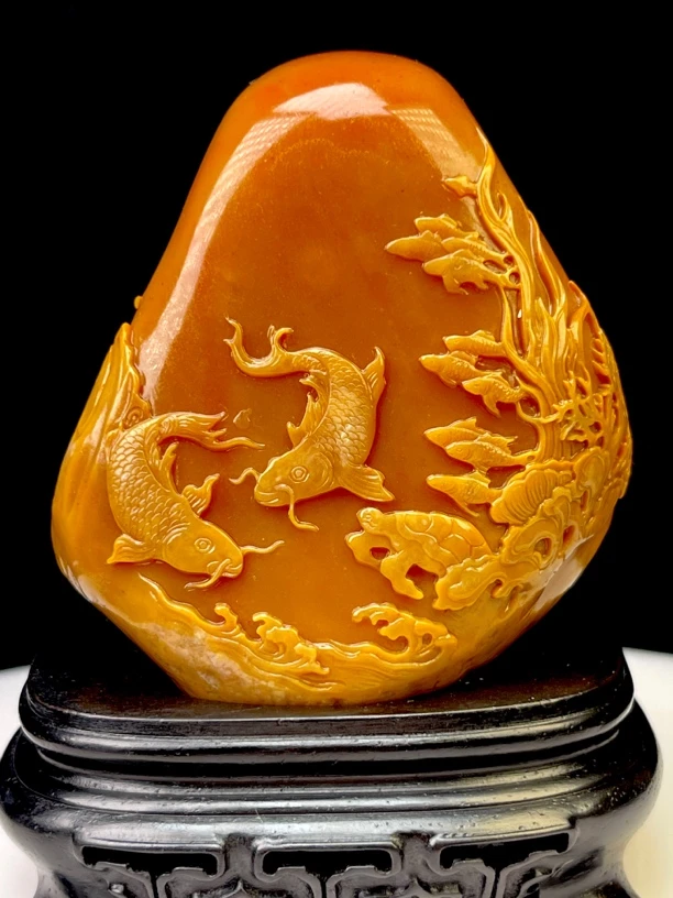 老挝红田摆件，《海底世界》作者，金贵，尺寸6.1/4.9/7.4cm 重255.2克