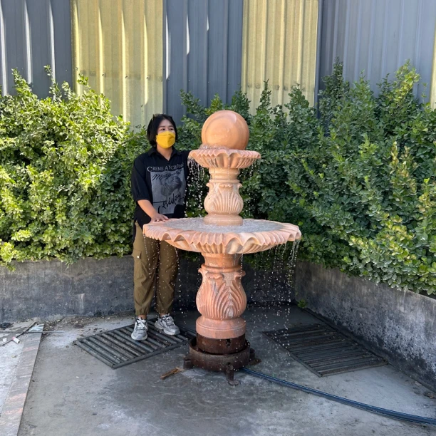 别墅庭院晚霞红流水景观喷泉风水球水钵室内室外基础摆件