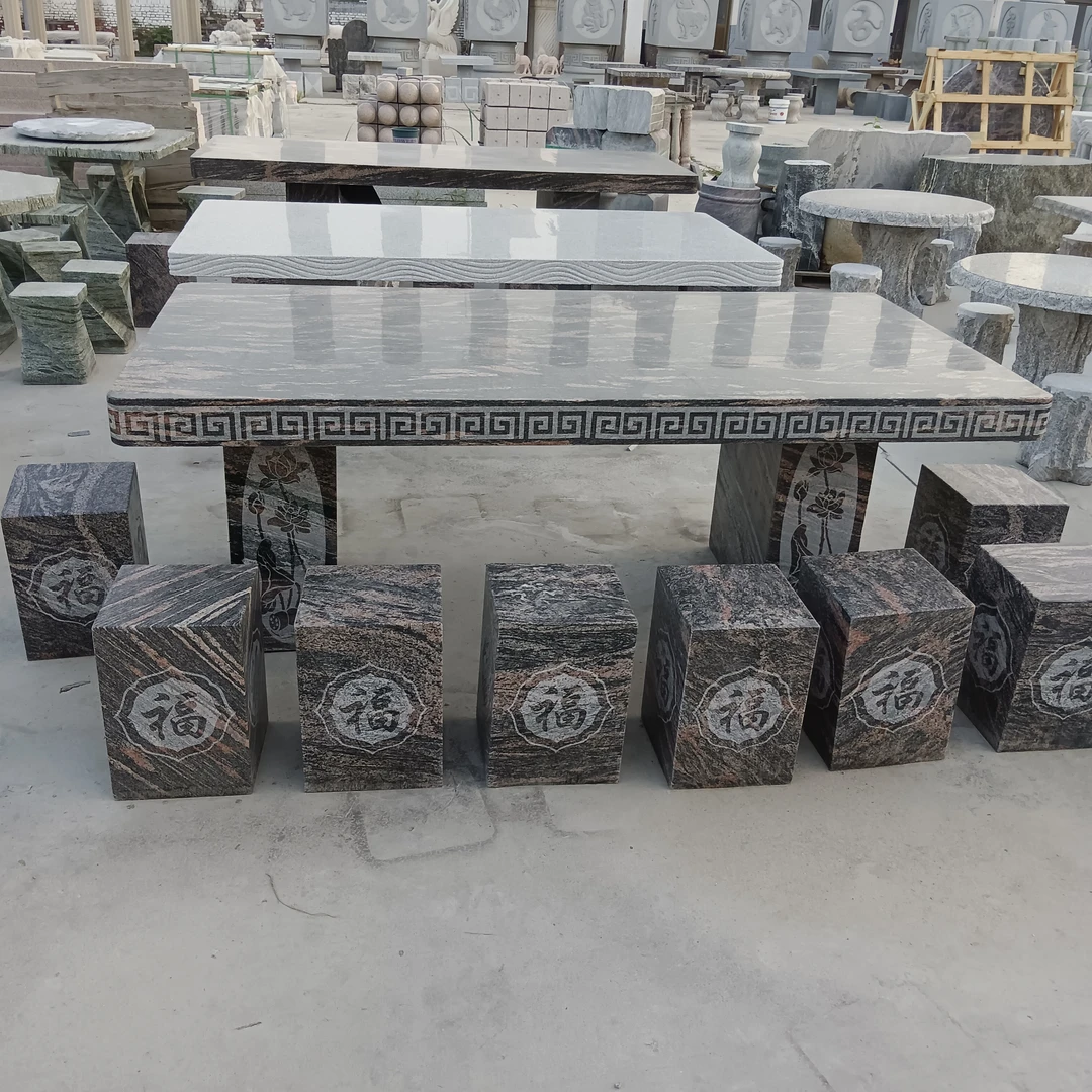 幻彩红两米长厚板石桌摆件