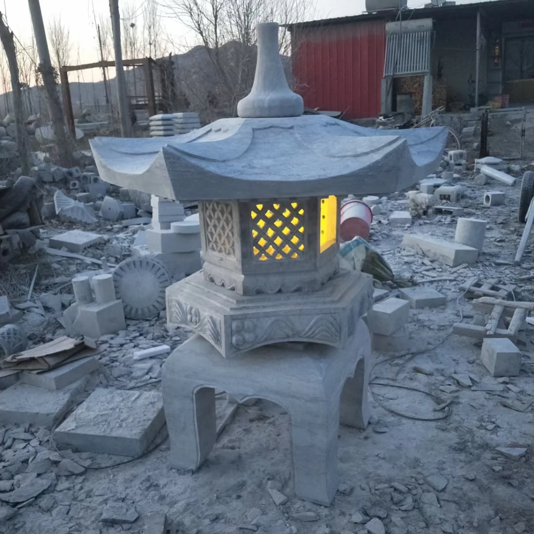 青石石雕太阳能中式庭院室内装饰基础摆件