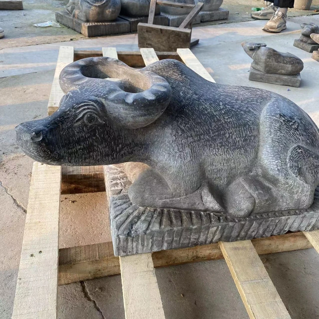 多尺寸青石仿古卧牛摆件庭院寺庙基础石雕摆件