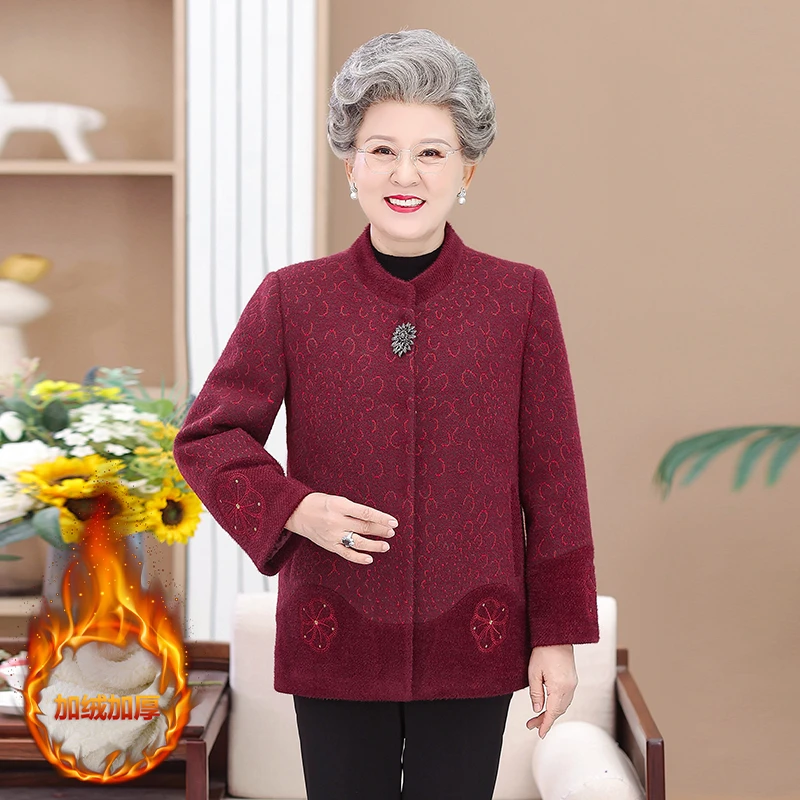 中老年人秋季奶奶装宽松上衣妈妈装秋冬外套老太太婆婆开衫衬衣女