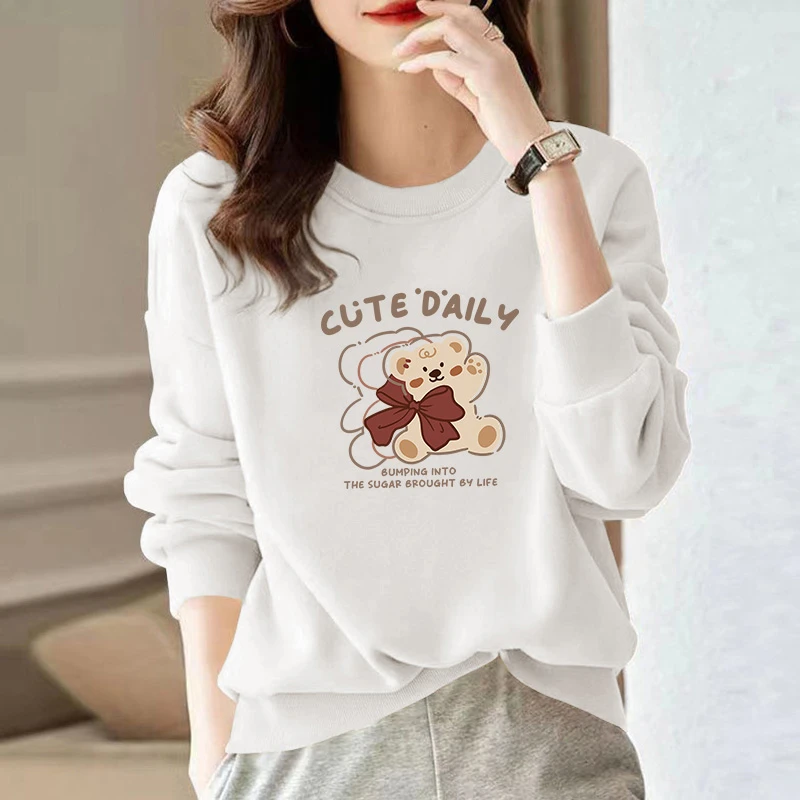 2024秋冬新款时尚显瘦宽松卫衣女套头上衣长袖百搭印花休闲 9480