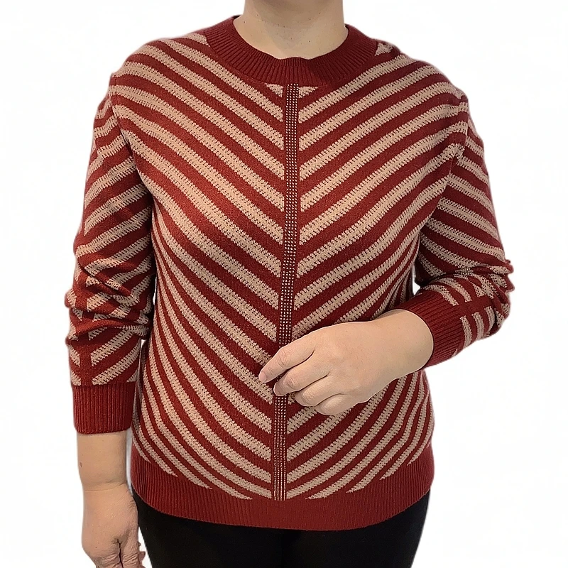 2024秋款中老年妈妈装长袖上衣时尚气质洋气百搭条纹宽松印花9916