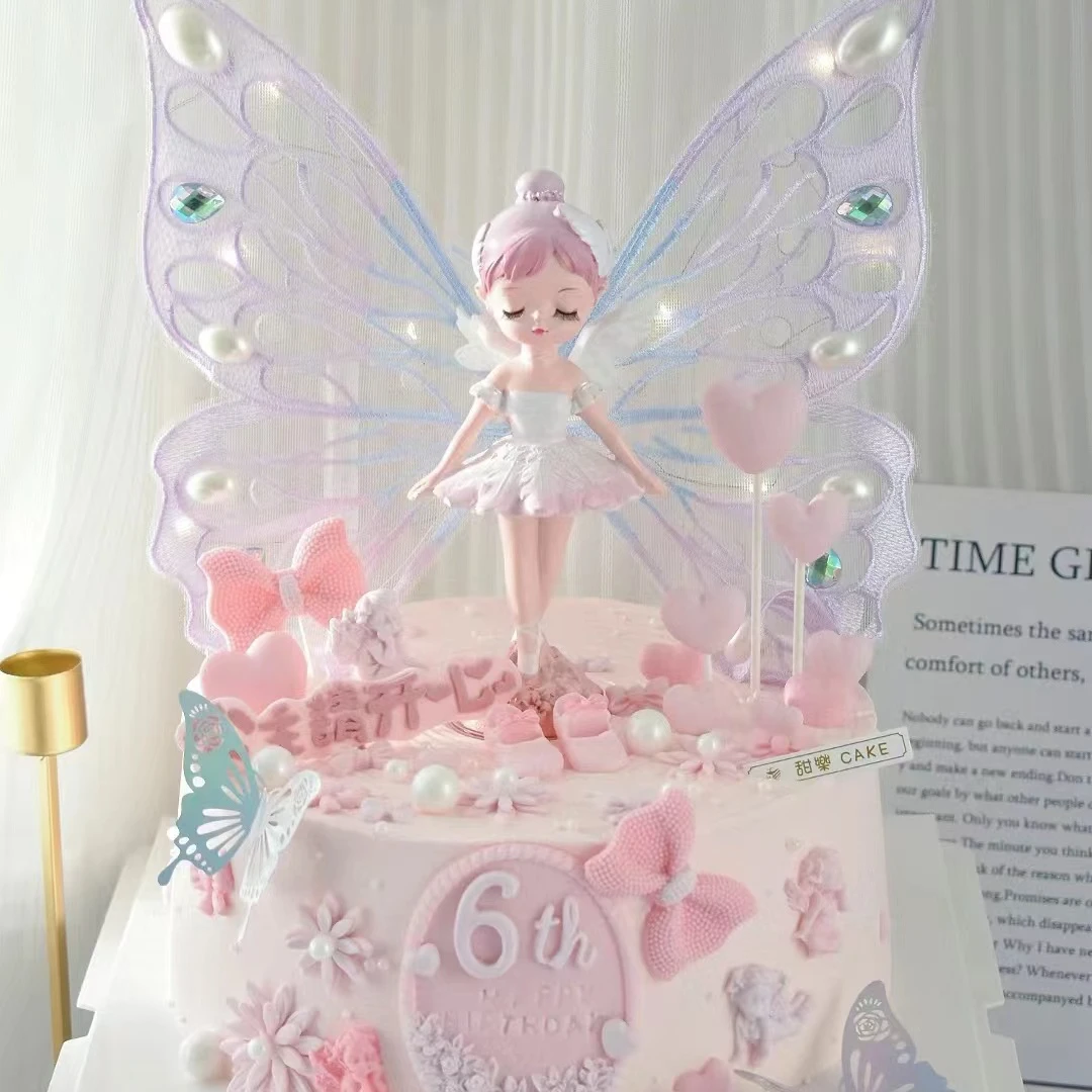 最新款蝴蝶安妮公主生日蛋糕网红爆款定制儿童女孩全国同城配送