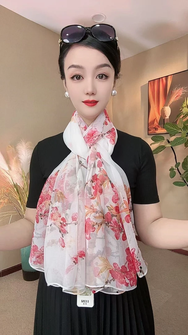 云纹纱加大版【180*140左右】韩版旅游拍照女士百搭洋气高档丝巾