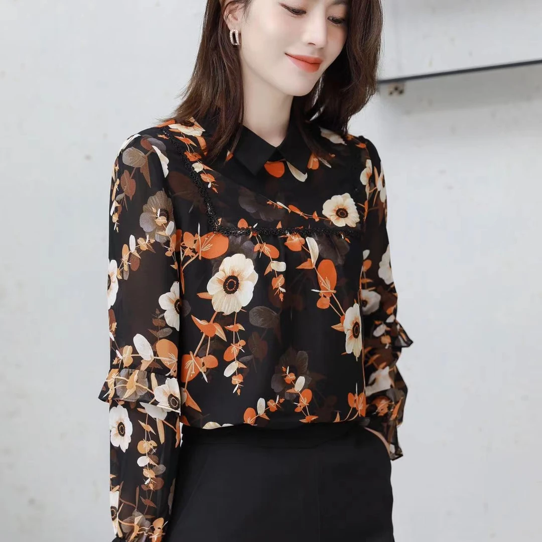 2023气质衬衣上衣小衫名媛优雅小心机时尚小减龄欧货大牌衬衫碎花