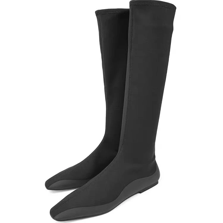 时尚美腿靴运动底弹力靴包腿瘦瘦靴平底长靴女v