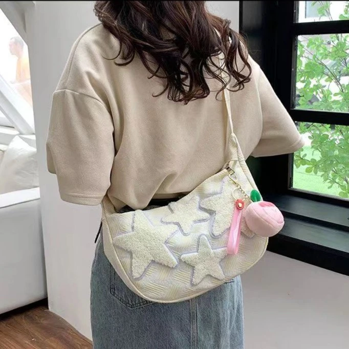 斜挎包包星星包大容量女学生党装书ins小众百搭出去玩通勤帆布包