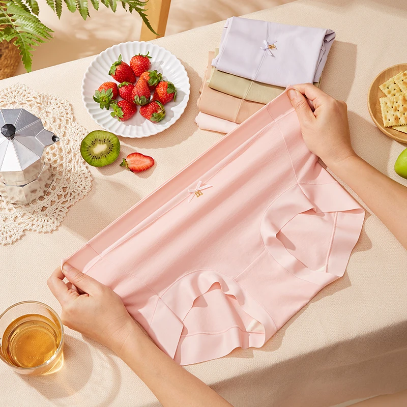 【60支精梳棉➕桑蚕丝裆】 中高腰透气舒适高弹大码裸感亲肤女士内裤