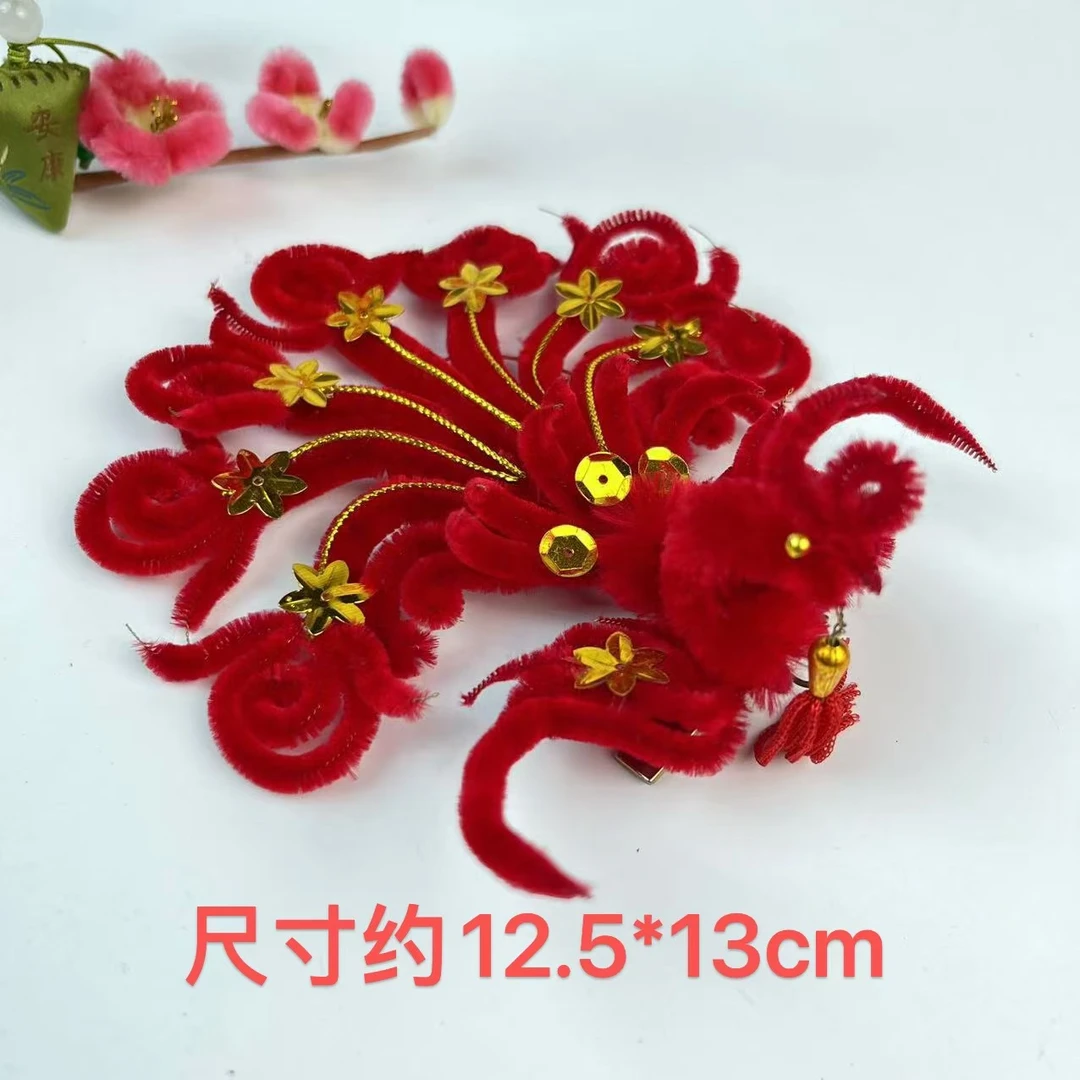 天津蚕丝绒花 纯手工 妈妈婆婆花 头饰 厂家直销（公主凤 中号）